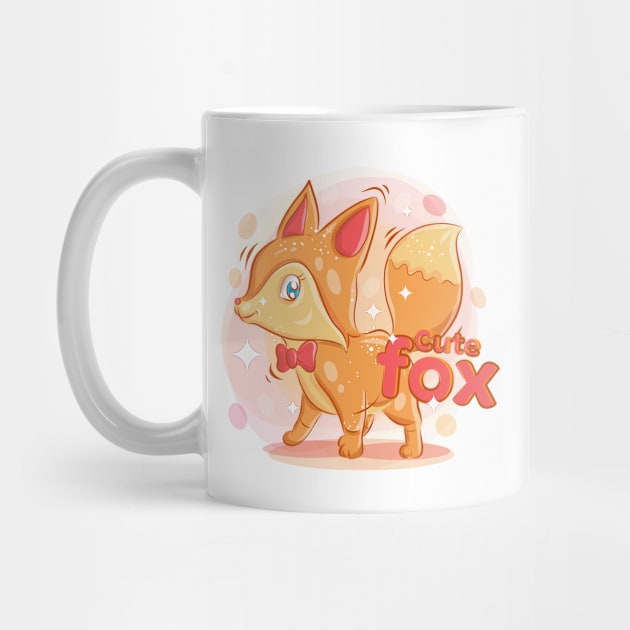 Cute fox wear a red ribbon kids by samirysf